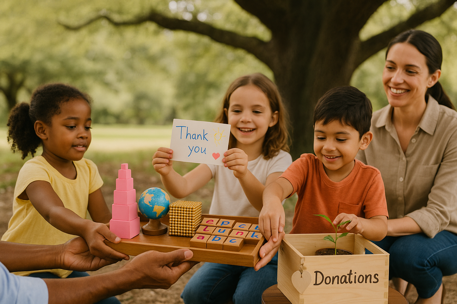Children in a bright, happy classroom environment
